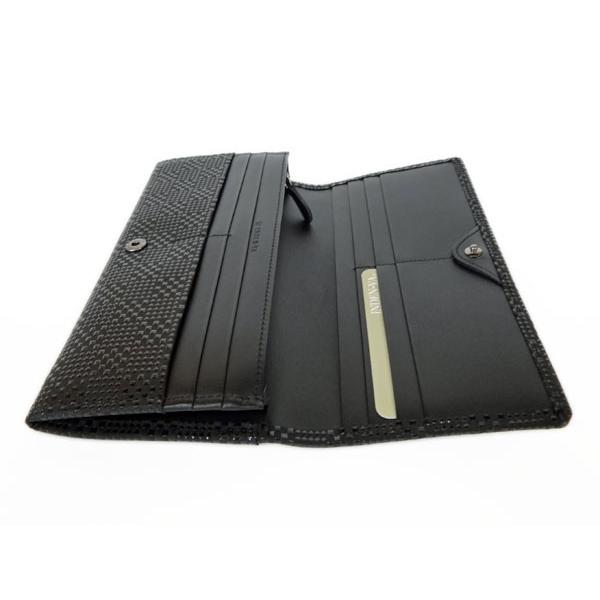 印傳屋（INDEN-YA） 印伝 長財布 束入 2308 黒地鹿革黒漆 変わり市松