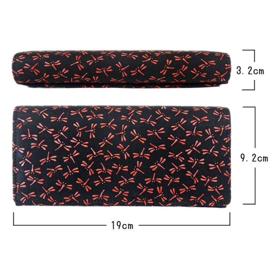 印傳屋（INDEN-YA） 印伝 長財布 束入 2308 黒地鹿革赤漆 とんぼ柄