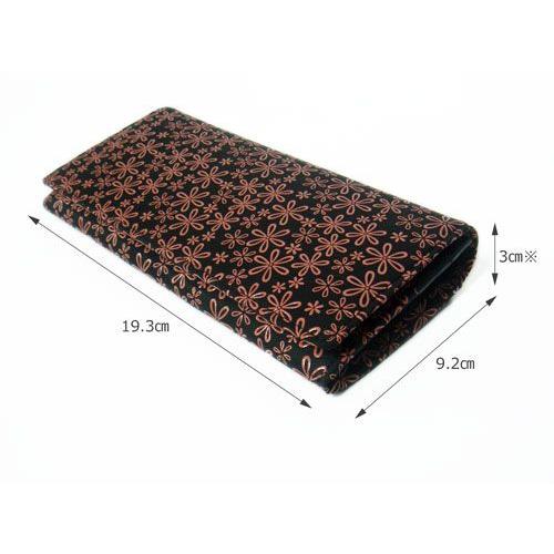 印傳屋（INDEN-YA） 印伝 長財布 束入 2308 黒地鹿革ピンク漆 雪割草柄