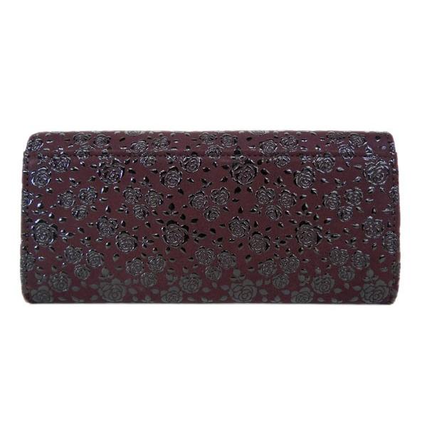 印傳屋 印伝 長財布 束入 2308 紫地鹿革黒漆 ローズ小柄 爆買 : 甲州
