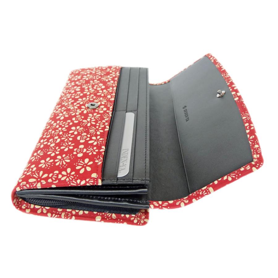 印傳屋 印伝 長財布 束入 2310 赤地鹿革白漆 梅柄 : 甲州印伝卸