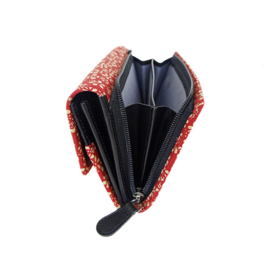 印傳屋 印伝 長財布 束入 2310 赤地鹿革白漆 梅柄 爆買 : 甲州