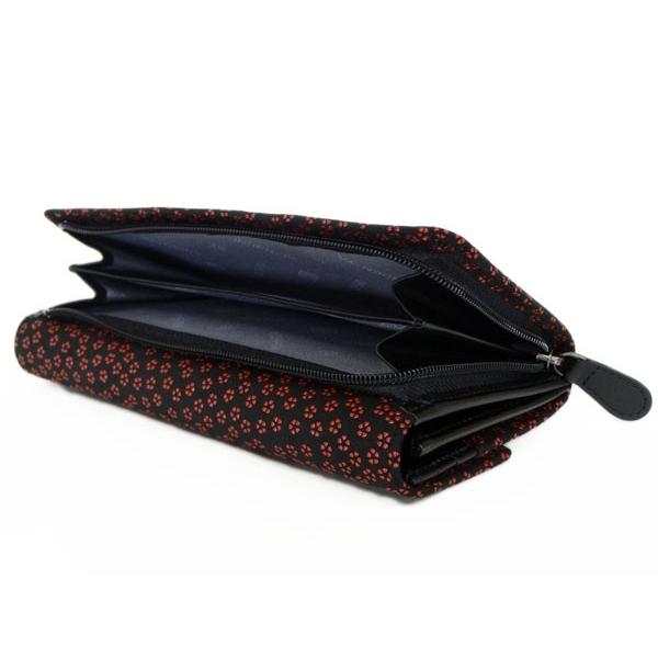印傳屋 印伝 長財布 束入 2310 黒地鹿革赤漆 小桜柄