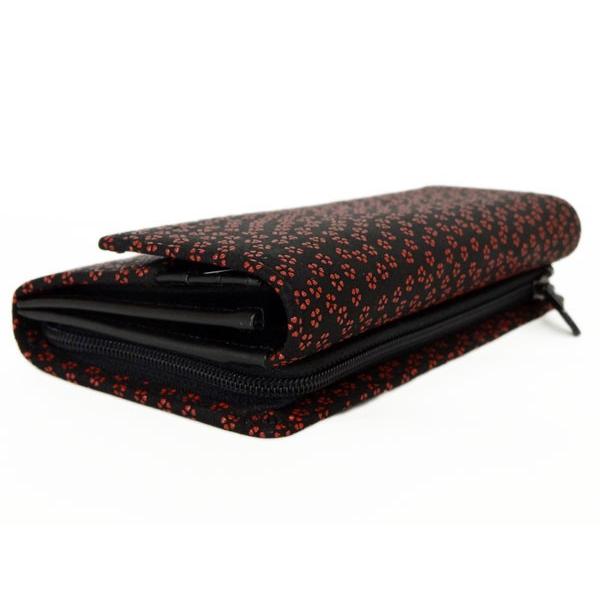 印傳屋（INDEN-YA） 印伝 長財布 束入 2310 黒地鹿革赤漆 小桜柄 爆買