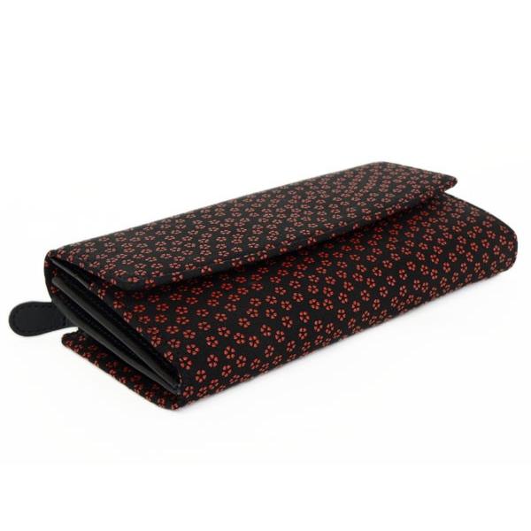 【新品、未使用品】最高級鹿皮長財布 印伝　黒/赤 印傳屋（INDEN-YA） 印伝 長財布 束入 2310 黒地鹿革赤漆 小桜柄 爆買