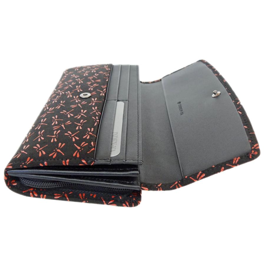 印傳屋 印伝 長財布 束入 2310 黒地鹿革赤漆 とんぼ柄 爆買