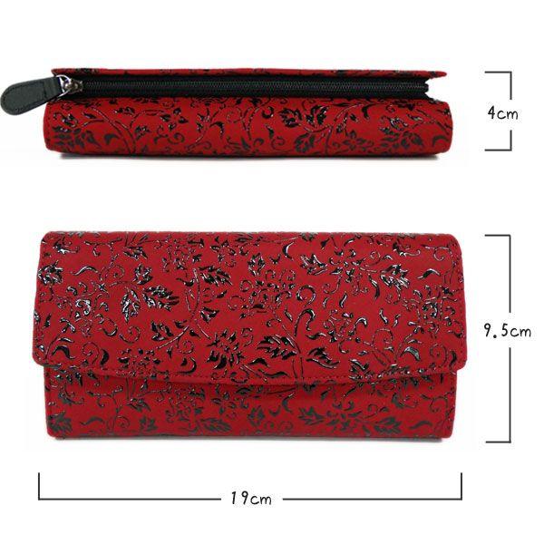 お値下げ　印伝　長財布　赤 印傳屋 印伝 長財布 薄型 レディース さいふ 2107 日本製 和柄