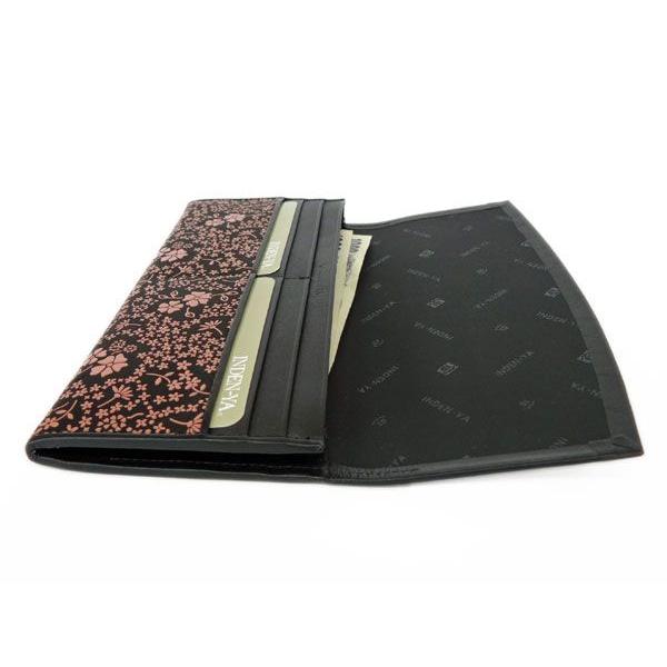 【新品】印傳屋 INDEN-YA 長財布 がま口 黒地ピンク漆 鹿革 日本製 印傳屋 印伝 長財布 束入 2311 黒地鹿革ピンク漆 アメリカンブルー