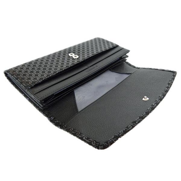 印傳屋（INDEN-YA） 印伝 長財布 束入 2314 黒地鹿革黒漆 輪繋ぎ小