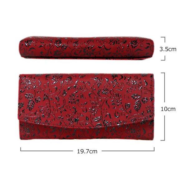 印傳屋 印伝 長財布 束入 2314 赤地鹿革黒漆 花唐草 爆買 : 甲州