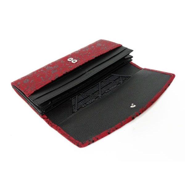 【新品、未使用品】最高級鹿皮長財布 印伝　黒/赤 印傳屋 印伝 長財布 束入 2314 赤地鹿革黒漆 花唐草 爆買 : 甲州