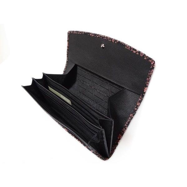 印傳屋 印伝 長財布 束入 2314 黒地鹿革ピンク漆 アメリカンブルー　爆買の画像