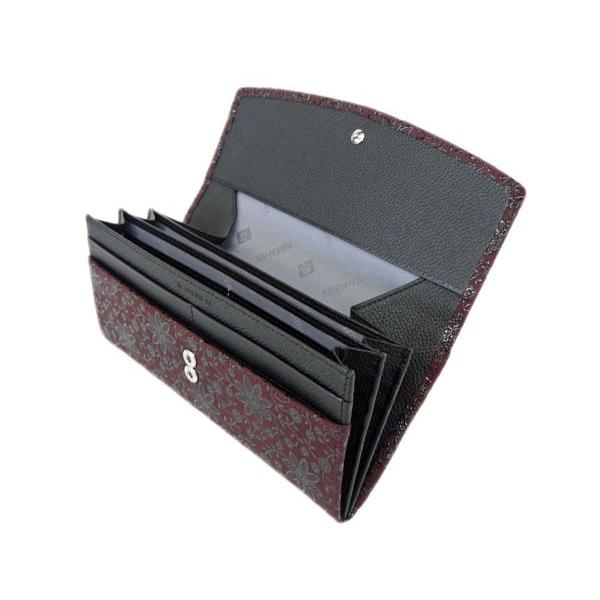 印傳屋 印伝 長財布 束入 2314 紫地鹿革黒漆 クレマチス : 甲州