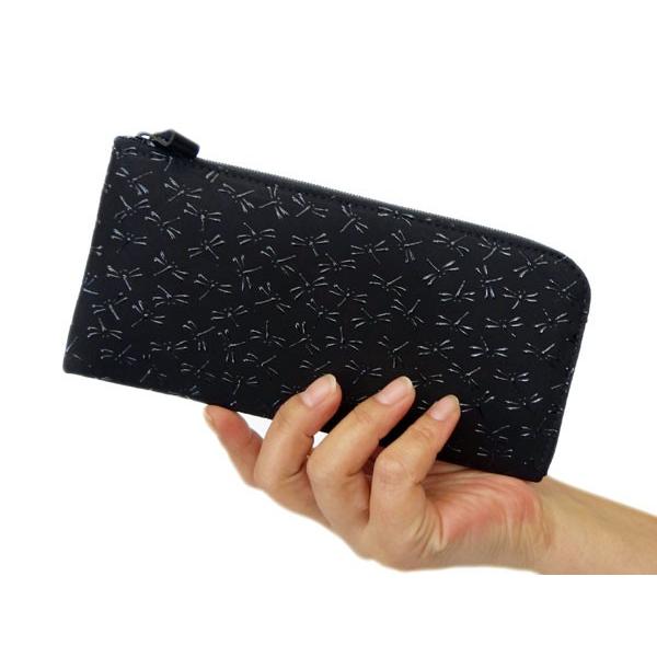 印傳屋（INDEN-YA） 印伝 財布 ファスナー長財布 束入 2315 黒地鹿革
