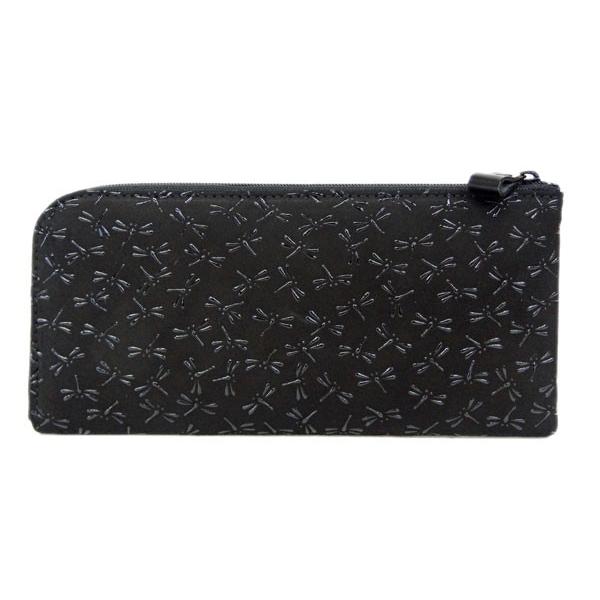 印傳屋（INDEN-YA） 印伝 財布 ファスナー長財布 束入 2315 黒地鹿革