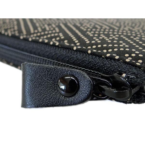 超美品　定価5.5万　現行品　ME-5ショルダーバッグ　印傳屋　鹿革　財布セット 印傳屋（INDEN-YA） 印伝 財布 ファスナー長財布 束入 2315 黒茶地鹿革