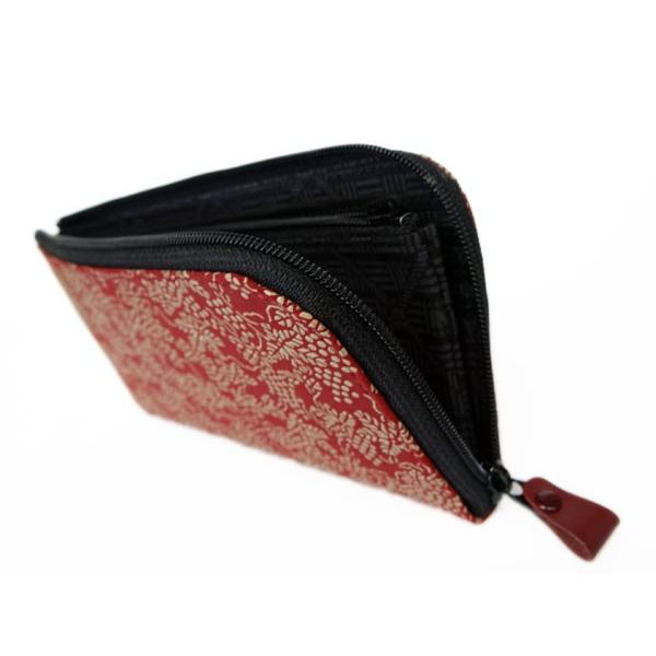 印傳屋 印伝 財布 ファスナー長財布 束入 2315 赤地鹿革 白漆