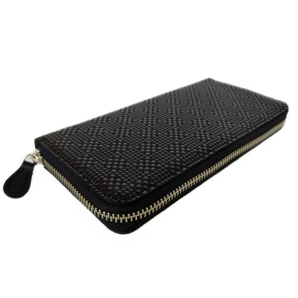 印傳屋（INDEN-YA） 印伝 長財布 束入 2317 黒地鹿革 黒漆 変わり市松