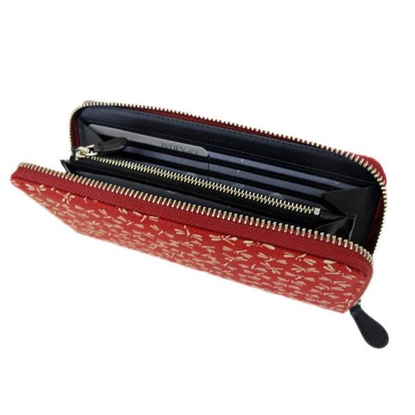 印傳屋 印伝 長財布 束入 2317 赤地鹿革 白漆 とんぼ柄 爆買