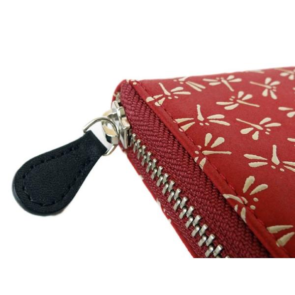 未使用★印傳屋 印伝 長財布 束入 2317 赤地鹿革 とんぼ柄 未使用☆印傳屋 印伝 長財布 束入 2317 赤地鹿革 とんぼ柄