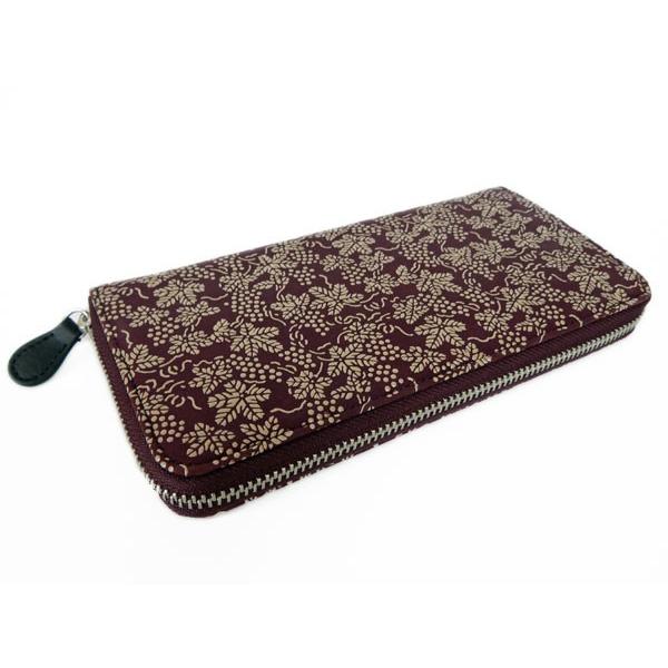 印傳屋（INDEN-YA） 印伝 長財布 束入 2317 紫地鹿革 白漆 葡萄柄 爆買