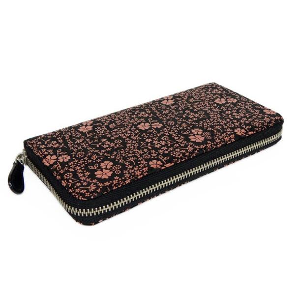 印傳屋 印伝 長財布 束入 2317 黒地鹿革 ピンク漆 アメリカン