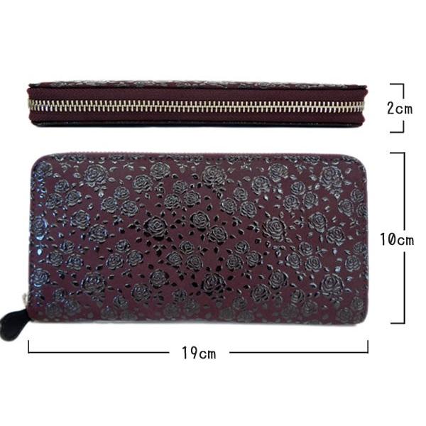 印傳屋 印伝 長財布 束入 2317 紫地鹿革 黒漆 ローズ小柄 爆買