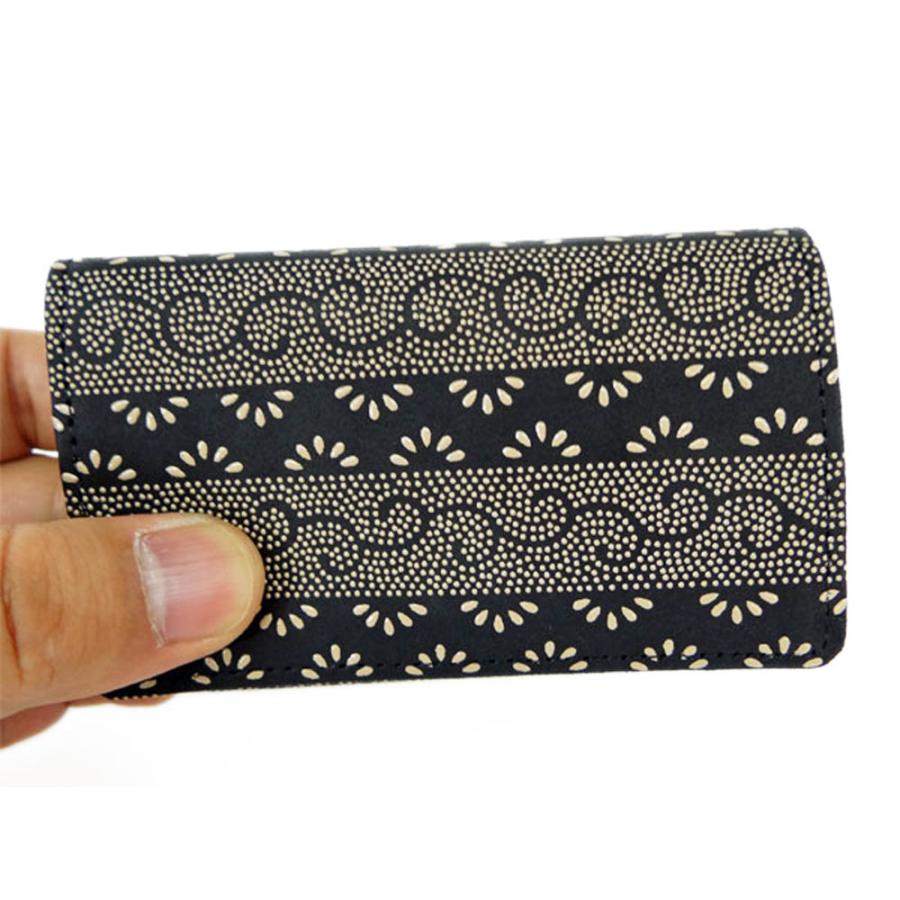 印傳屋（INDEN-YA） 印伝 名刺入れ 2501 黒地鹿革白漆 爪唐草 爆買