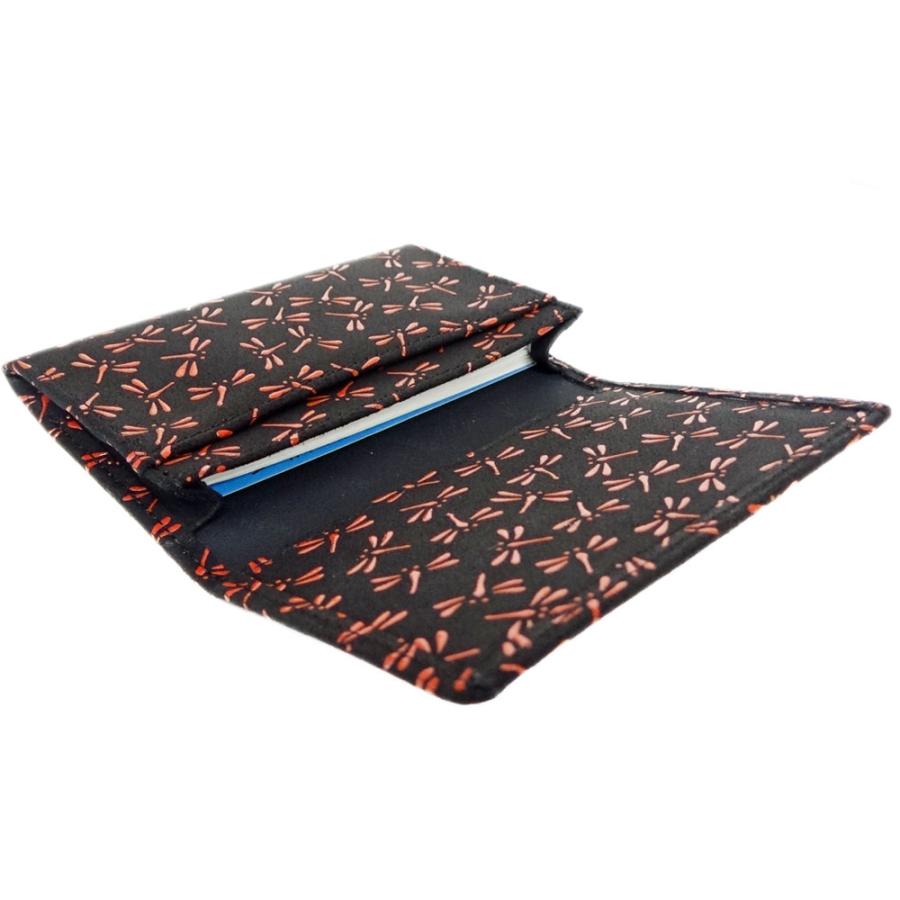 印傳屋 印伝 名刺入れ 2501 黒地鹿革赤漆 とんぼ 爆買 : 甲州