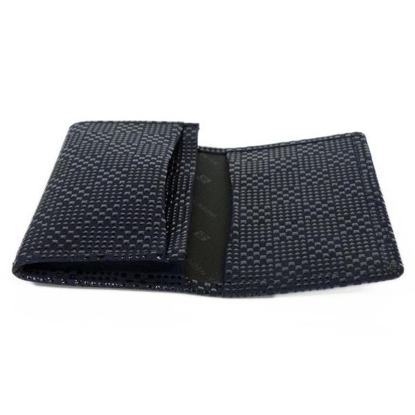 印傳屋 印伝 名刺入れ 2501 紺地鹿革黒漆 変わり市松小