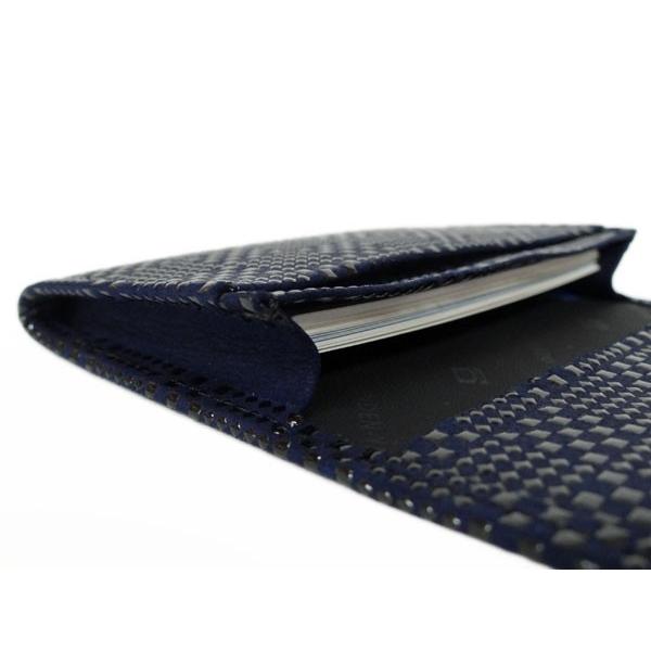 印傳屋 印伝 名刺入れ 2501 紺地鹿革黒漆 変わり市松小