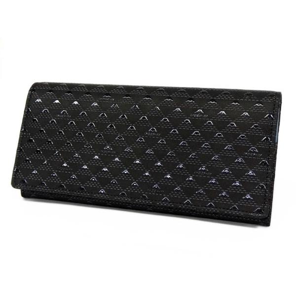 【未使用保管品】印傳屋 INDEN-YA 甲州印伝 長財布 漆付け 鹿革 黒 印傳屋（INDEN-YA） 印伝 長財布 束入 2808 黒地鹿革 黒漆 黒たかね