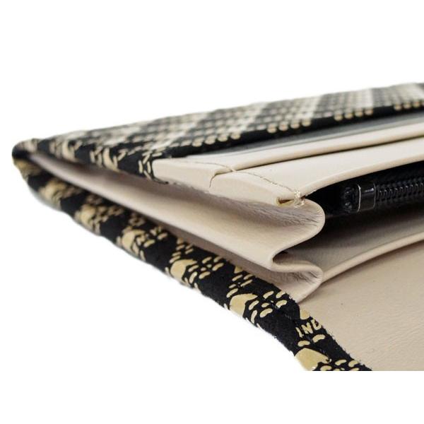 印傳屋 印伝 長財布 束入 2808 黒地鹿革 白漆 白たかね 高嶺