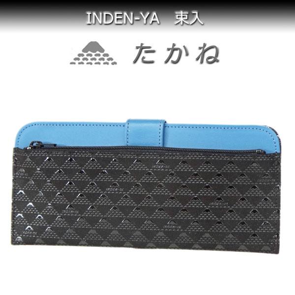 印傳屋　たかね　(富士山柄) 長財布　ランドファスナー　鹿革　黒 印傳屋（INDEN-YA） 印伝 長財布 束入 2809 たかね 黒地鹿革黒漆