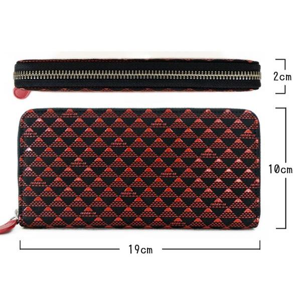 印傳屋（INDEN-YA） 印伝 長財布 束入 2810 黒地鹿革 赤漆 赤たかね