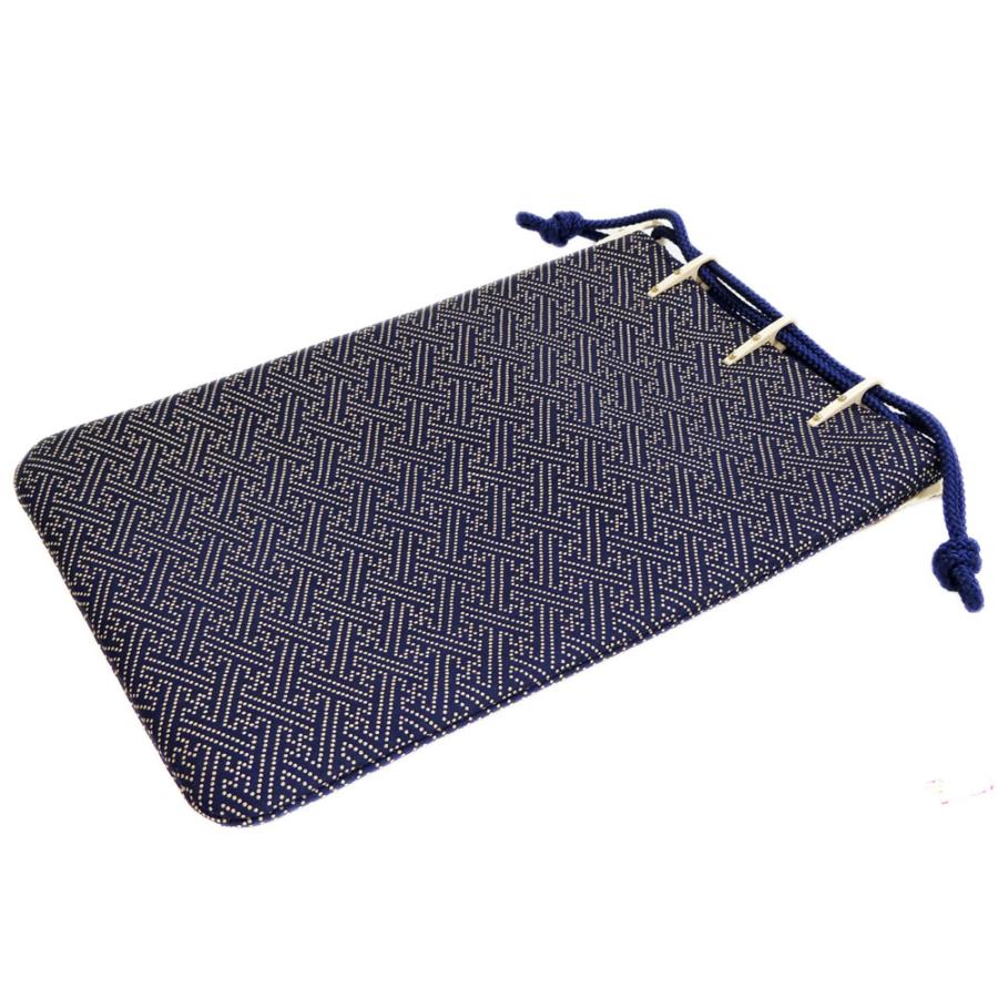 印傳屋（INDEN-YA） 印伝 合切袋 3004 紺地鹿革白漆 紗綾形柄 爆買