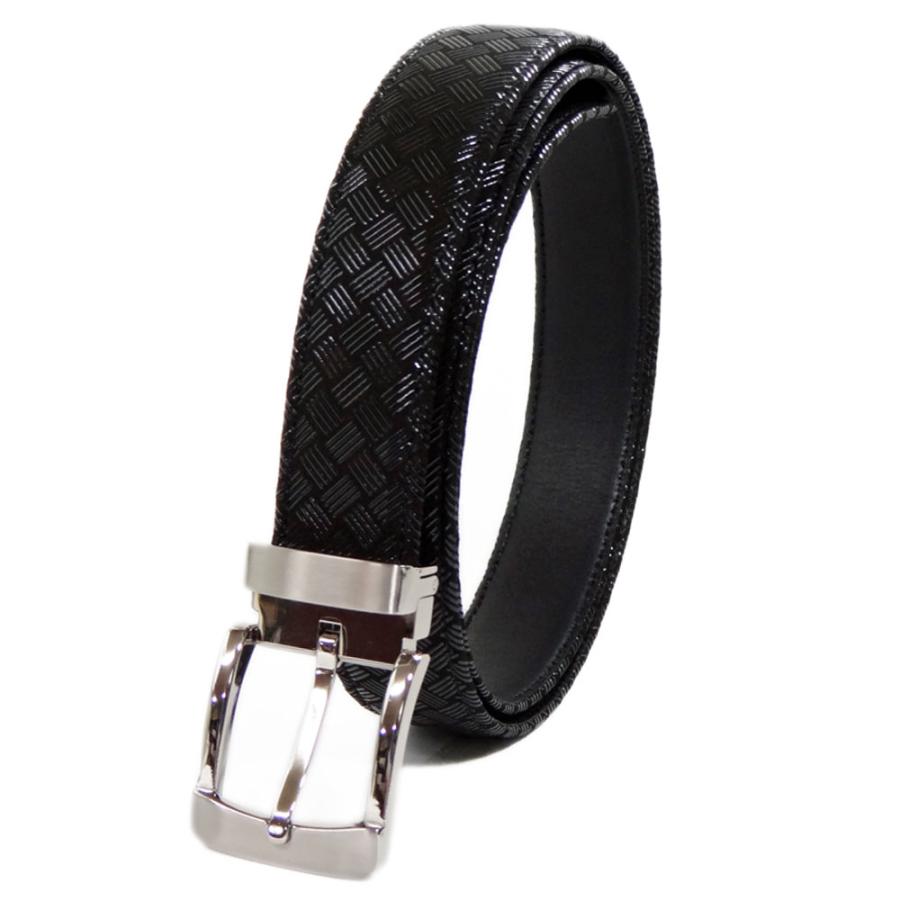 印傳屋（INDEN-YA） 印伝 B30ベルト 4001 黒地鹿革黒漆 網代編柄 ピン