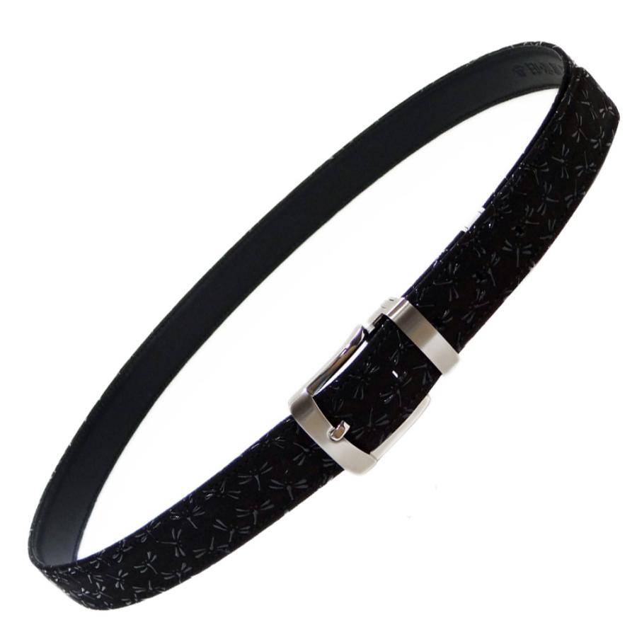 印傳屋 印伝 鹿革 レザーベルト ブラック 黒 インデンヤ トンボ 印傳屋 印伝 B30ベルトL（長尺タイプ） 4002 黒地鹿革黒漆