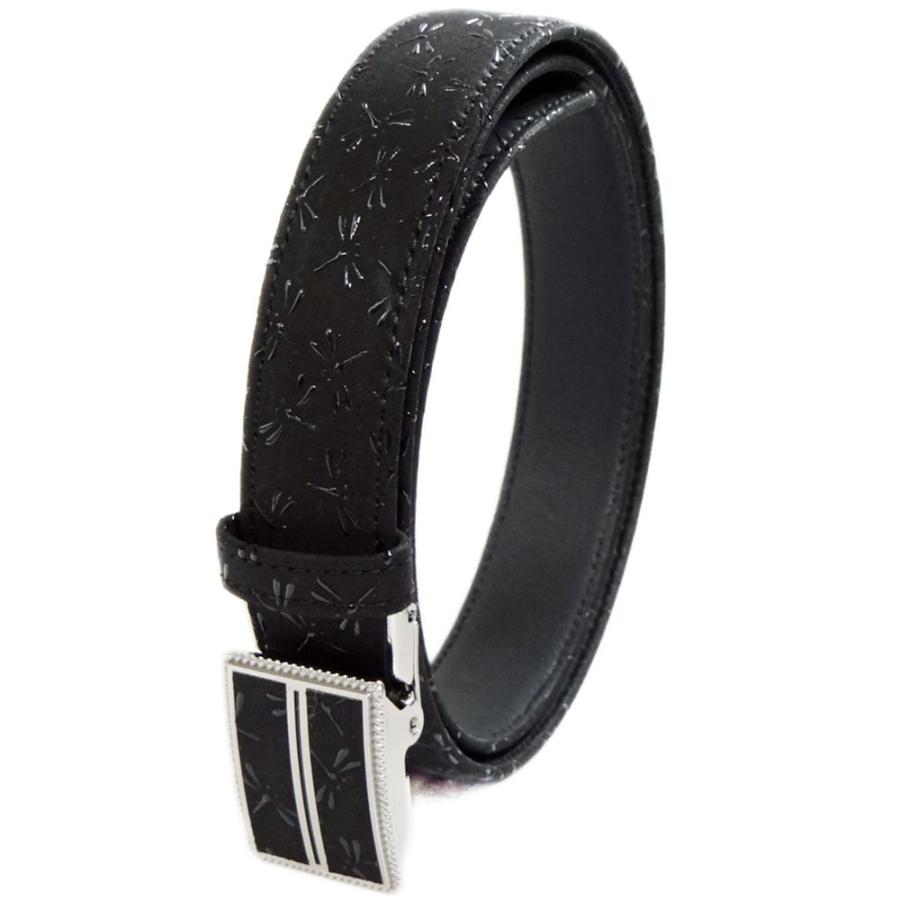 印傳屋（INDEN-YA） 印伝 M30ベルト 4005 黒地鹿革黒漆 とんぼ柄