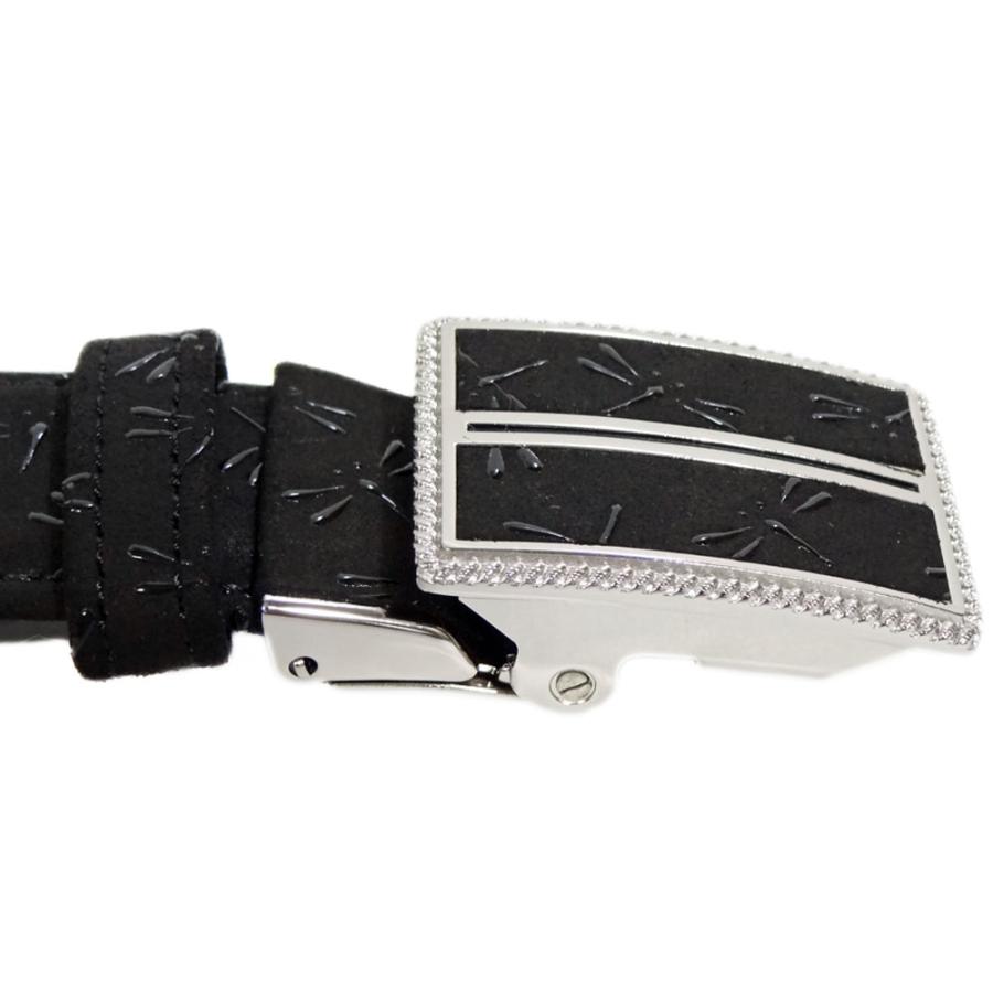 印傳屋（INDEN-YA） 印伝 M30ベルト 4005 黒地鹿革黒漆 とんぼ柄