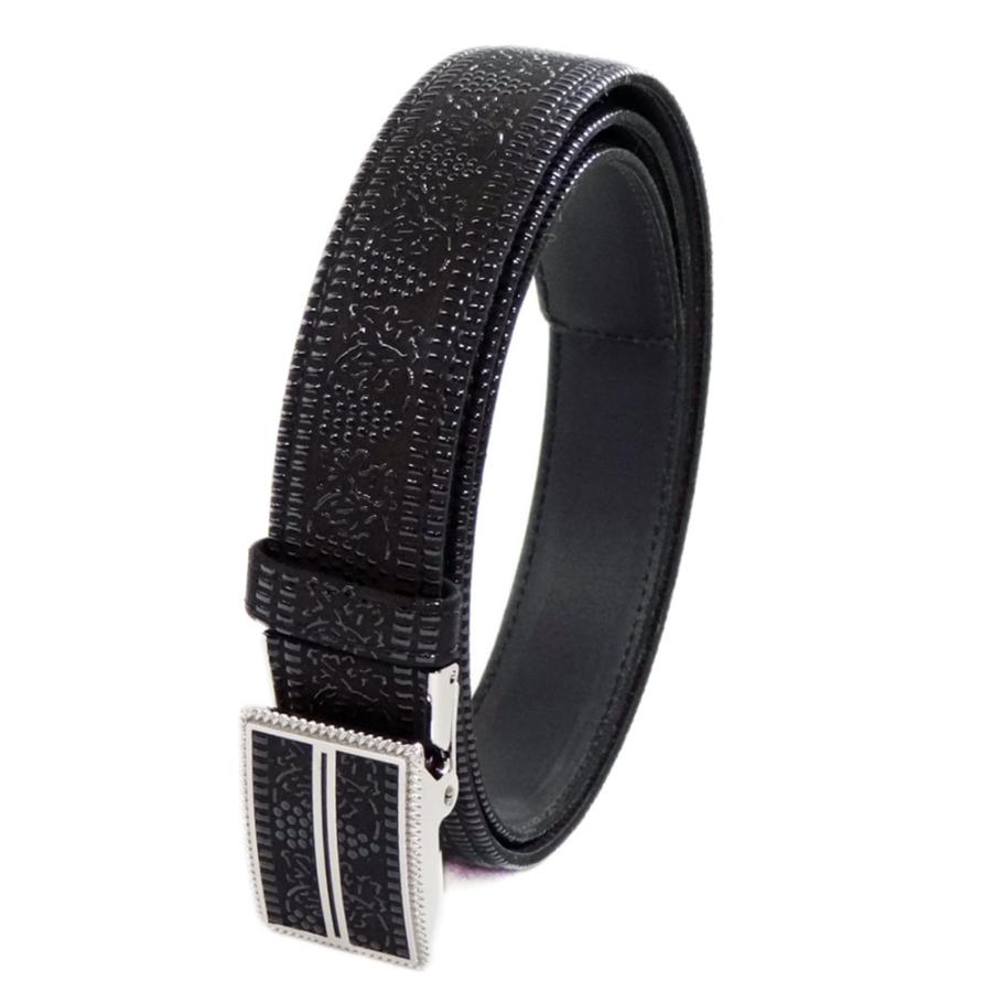 印傳屋（INDEN-YA） 印伝 M30ベルト 4005 黒地鹿革黒漆 葡萄石畳柄
