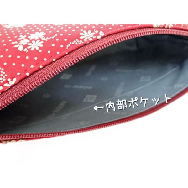 印傳屋（INDEN-YA） 印伝 ポーチ 4403 赤地鹿革 白漆 コスモス柄 爆買