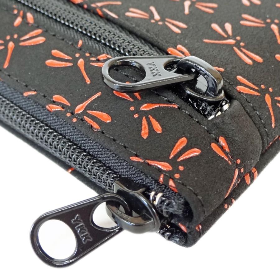 印傳屋 印伝 ポーチ 4407 黒地鹿革赤漆 とんぼ 爆買 : 甲州印伝