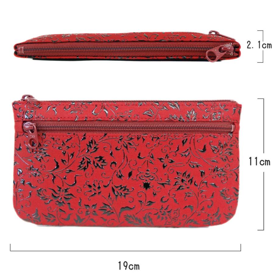 【美品未使用】印傳屋 印伝 ポーチ 赤地鹿革黒漆 花唐草 印傳屋 印伝 ポーチ 4407 赤地鹿革黒漆 花唐草 爆買 : 甲州印伝