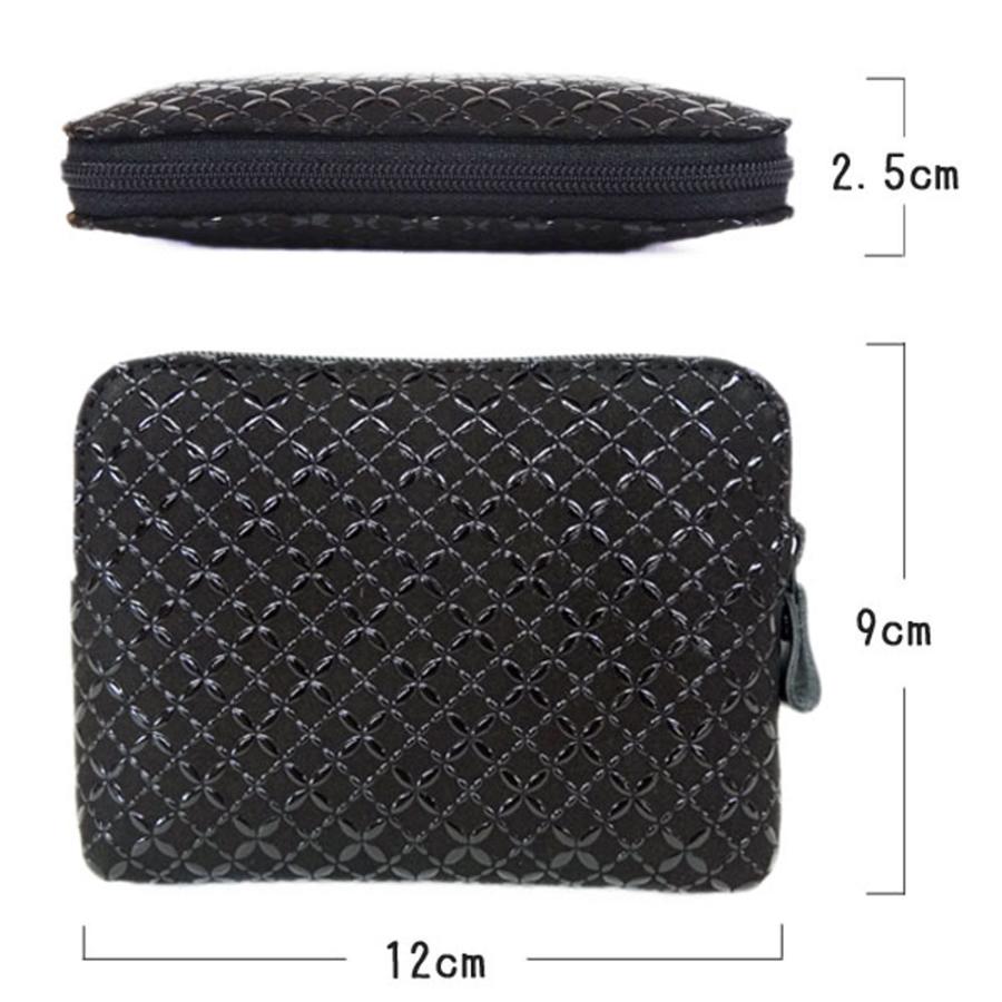 印傳屋（INDEN-YA） 印伝 ポーチ 4409 黒地鹿革 黒漆 七宝繋ぎ柄 爆買