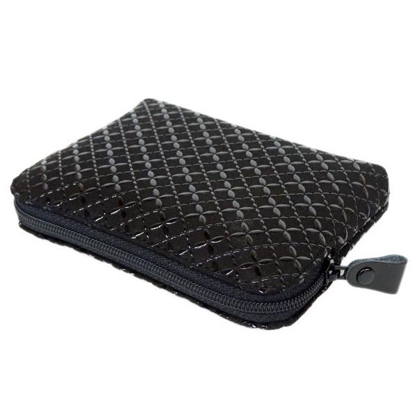 印傳屋（INDEN-YA） 印伝 ポーチ 4409 黒地鹿革 黒漆 七宝繋ぎ柄 爆買