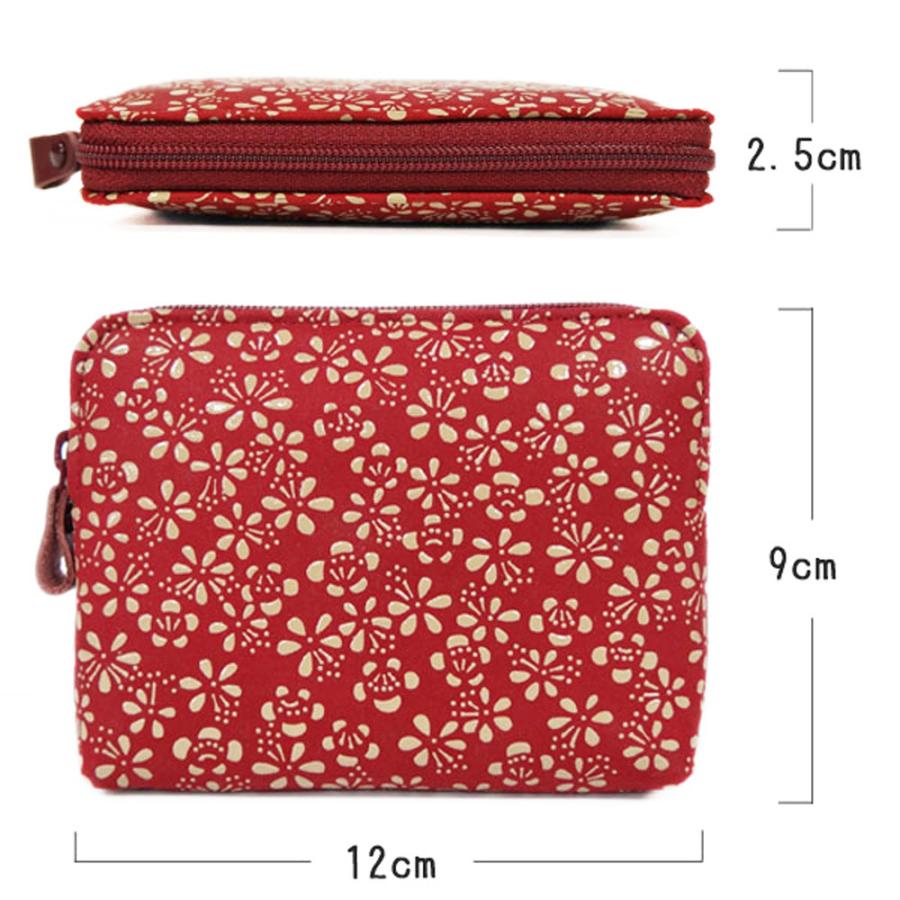 印傳屋（INDEN-YA） 印伝 ポーチ 4409 赤地鹿革 白漆 梅柄 爆買 : 甲州