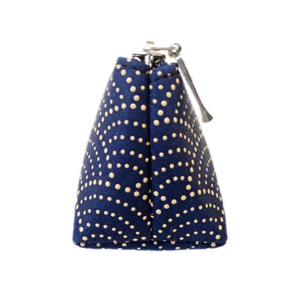 印傳屋（INDEN-YA） 印伝 ペンケースA 4604 紺地鹿革白漆 青海波柄