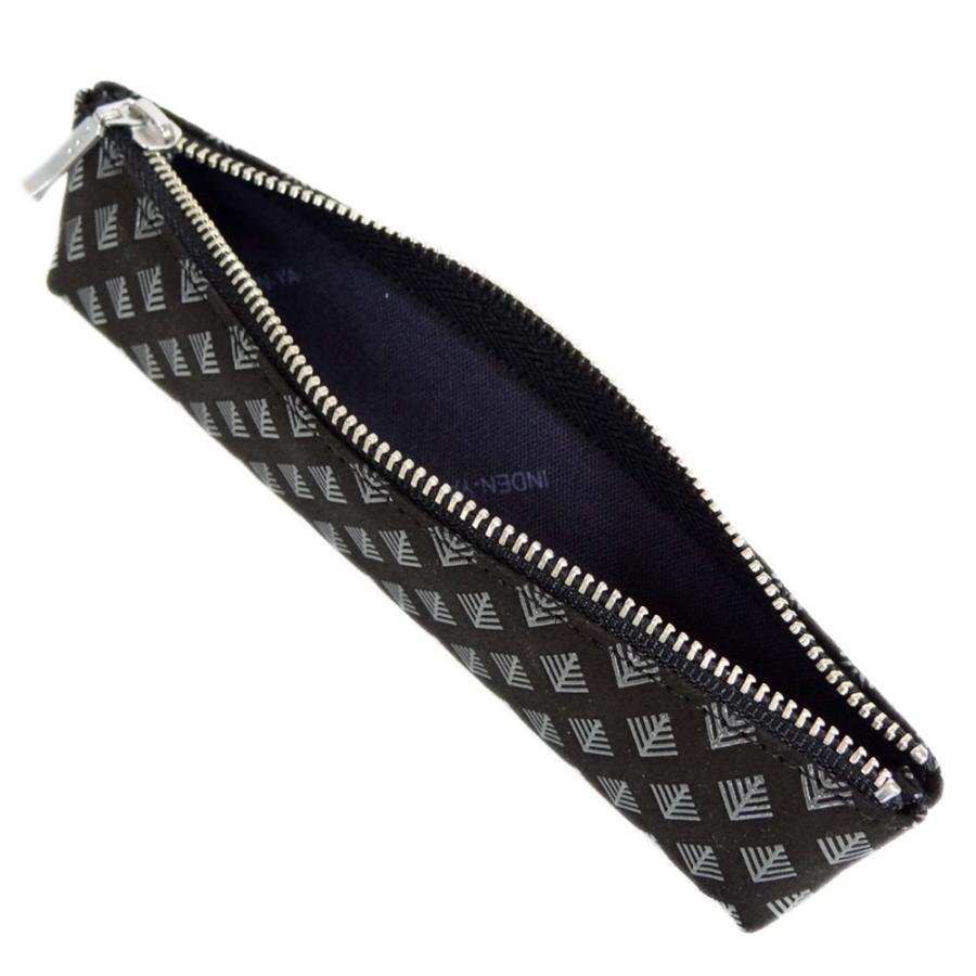 印傳屋（INDEN-YA） 印伝 ペンケースB 4608 黒地鹿革 グレー漆 若松菱