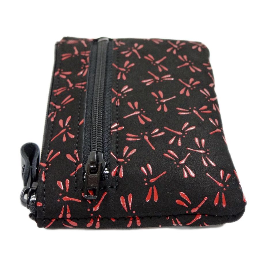 印傳屋（INDEN-YA） 印伝 キーケース 4703 黒地鹿革 赤漆 とんぼ柄